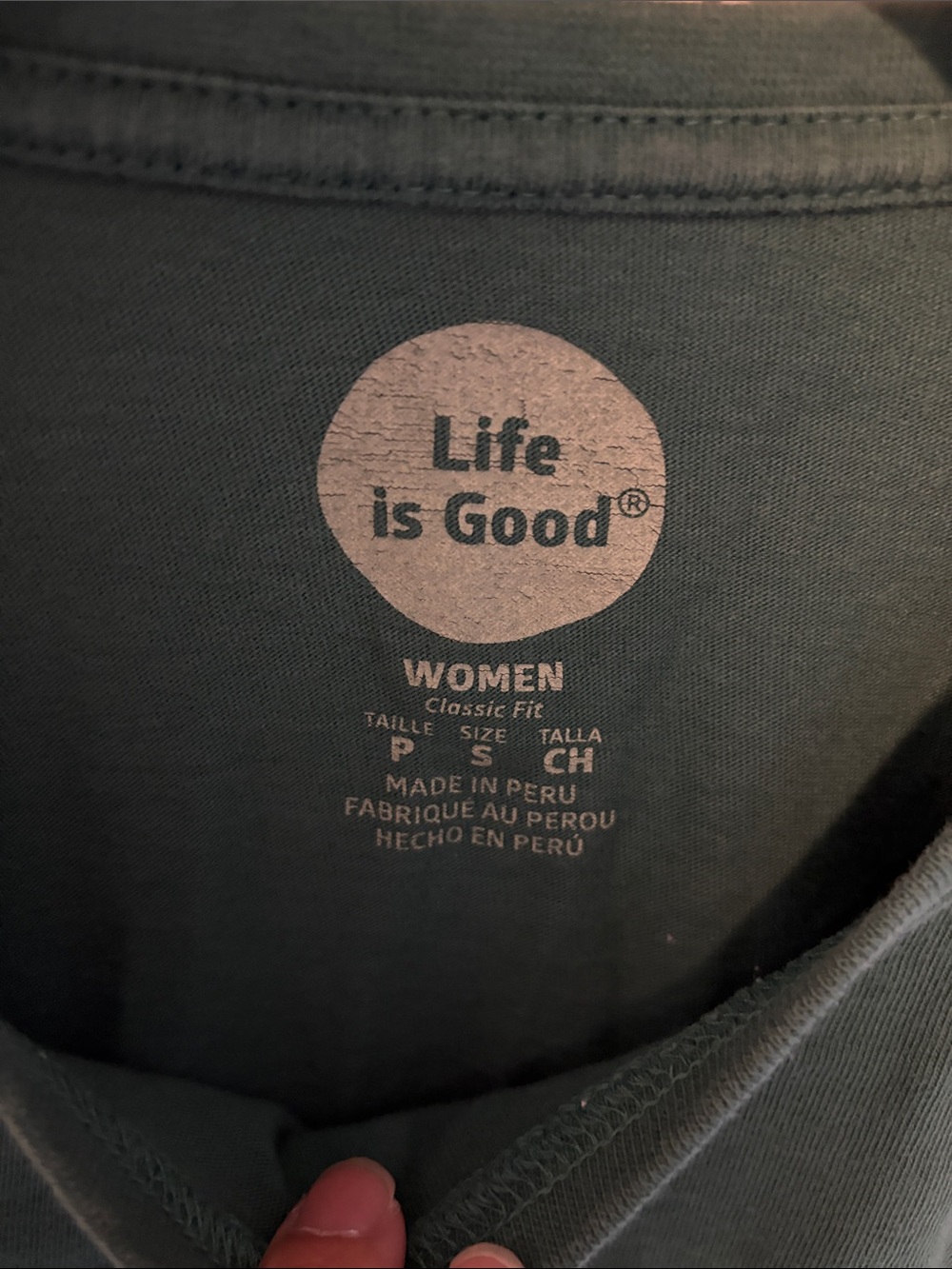 Life Is Good Women's Long Sleeve Tee in Teal with 'Half Full' Graphic - Picture 2 of 5